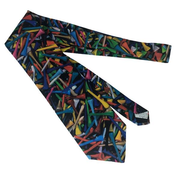 Multicolor Golf Tees Tie - Picture 3 of 7